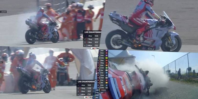 Marquez, moto in fiamme: costretto al ritiro in Indonesia