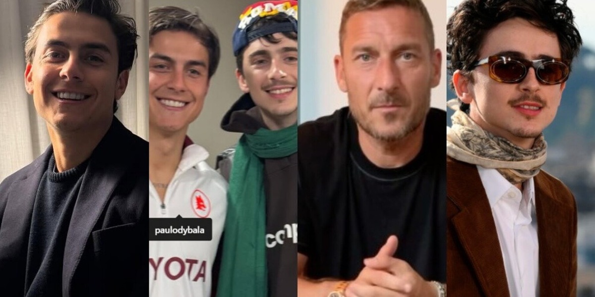 Chalamet all'Olimpico per la Roma: incontro con Dybala e botta e risposta con Totti