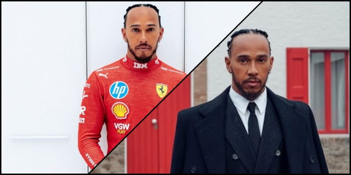 Hamilton in rosso Ferrari: la prima volta e il segreto svelato dello sfondo