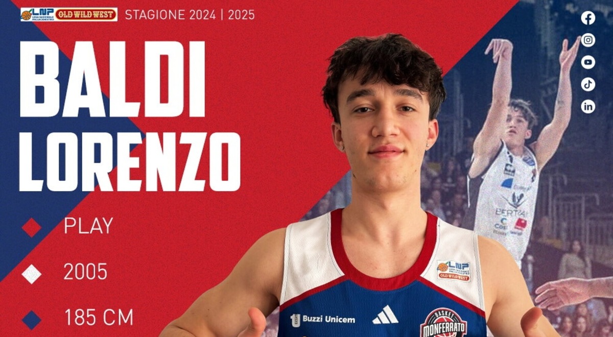Novipiù Monferrato Basket: ingaggiato Lorenzo Baldi