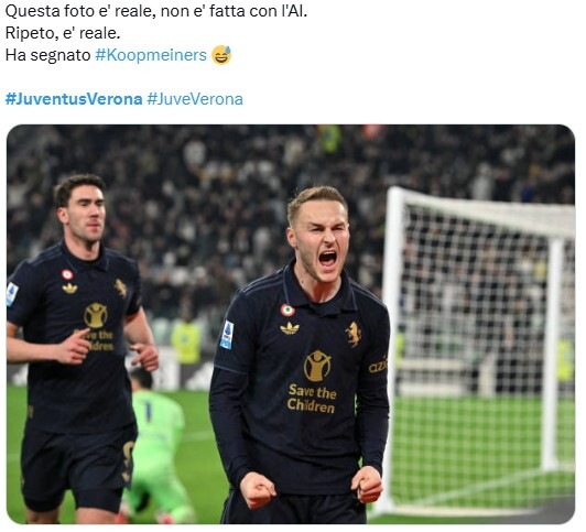 "Hallelujah Koop!", "Scudetto? Qualcuno direbbe...": Juve-Verona social
