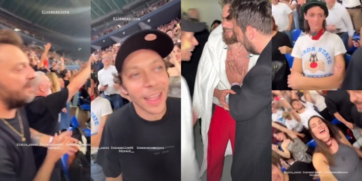 Valentino Rossi, Pecco Bagnaia, Lucio Corsi e Cremonini insieme: l'incontro è virale