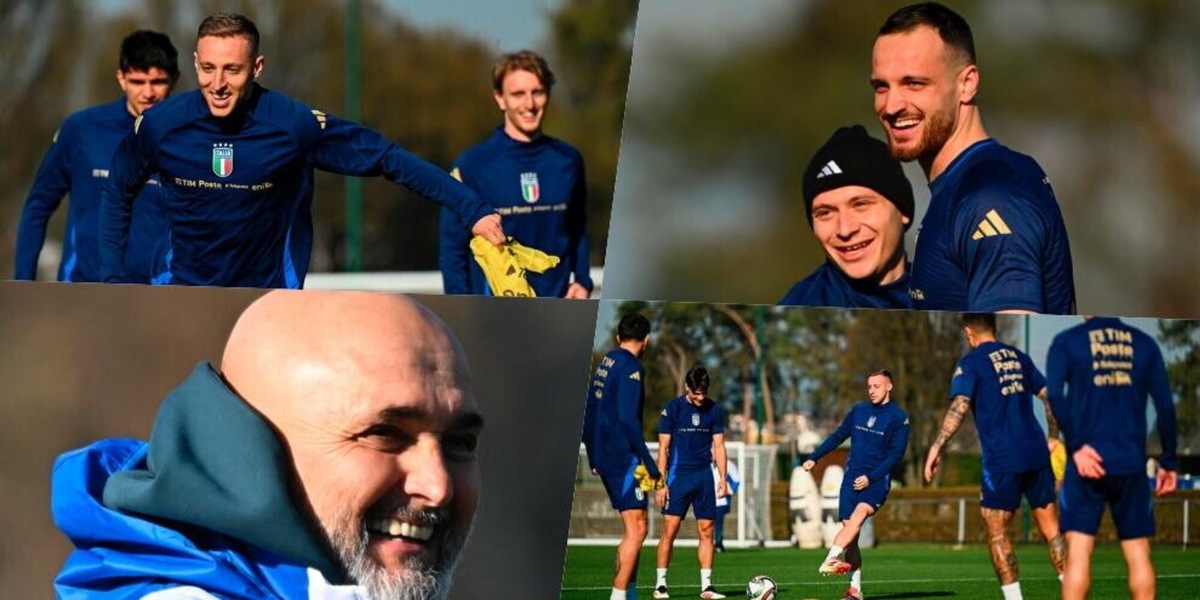 Spalletti, Gatti e Barella: sorrisi e concentrazione verso Italia-Germania