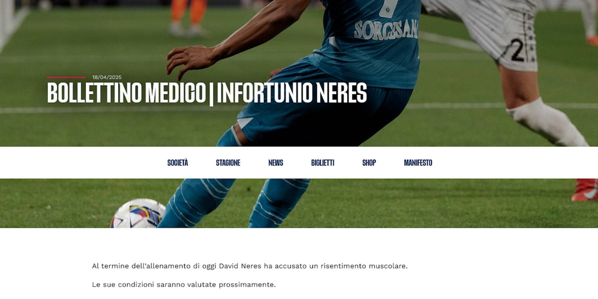 Napoli, tegola Neres: infortunio alla vigilia, salta Monza