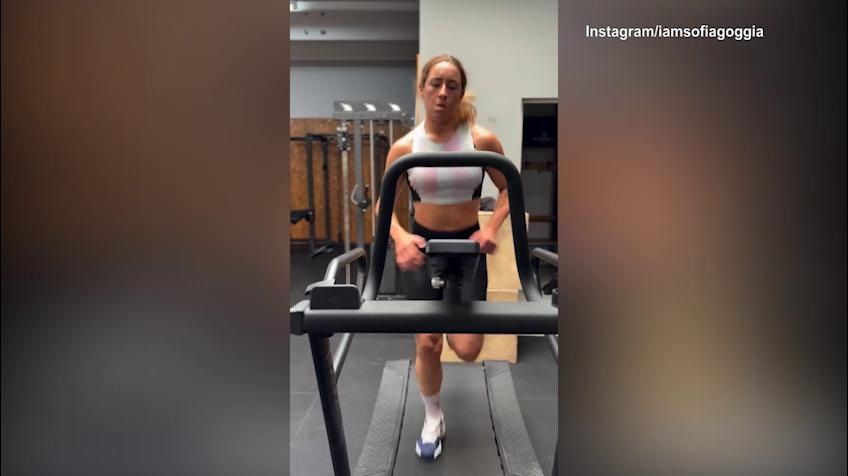 Sofia Goggia si allena in palestra