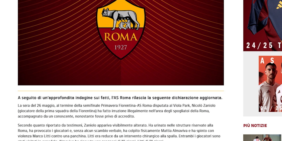 Roma, duro comunicato sul caos intorno al caso Zaniolo-Primavera