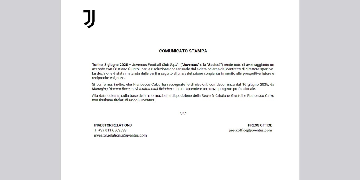 Juventus, Giuntoli ai saluti: l'addio è ufficiale