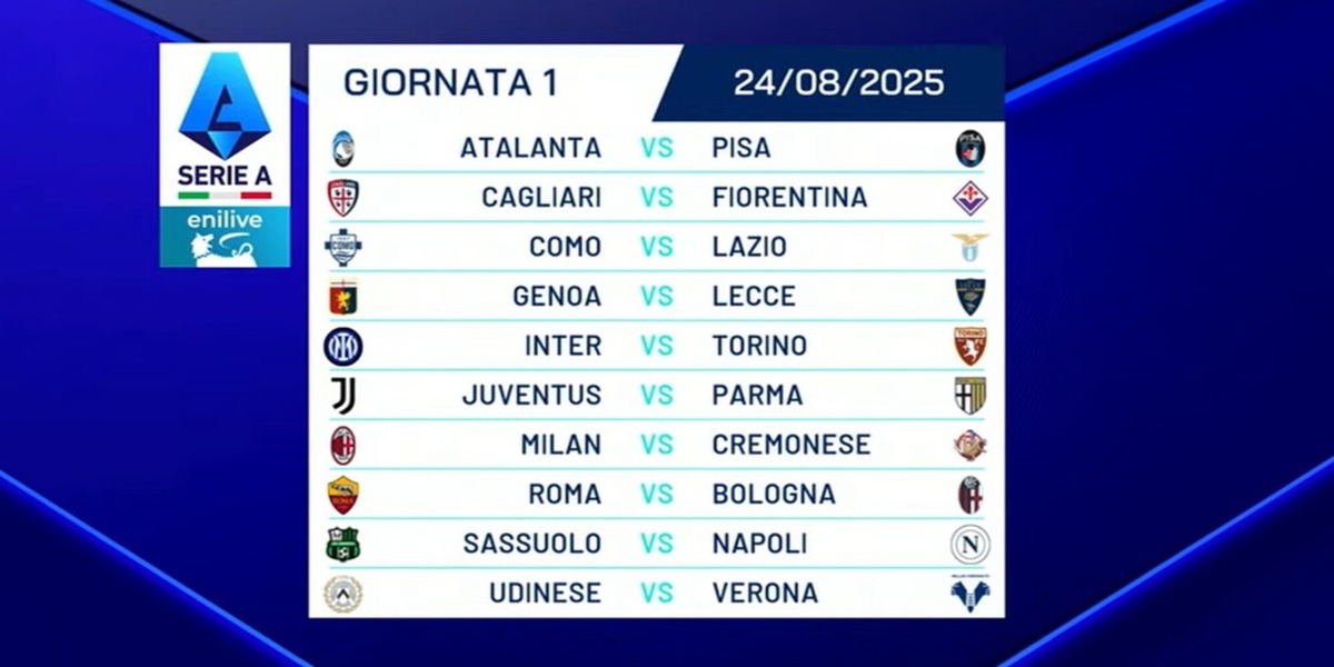 Calendario completo Serie A 2025/2026: partite e date dalla Juve al Torino