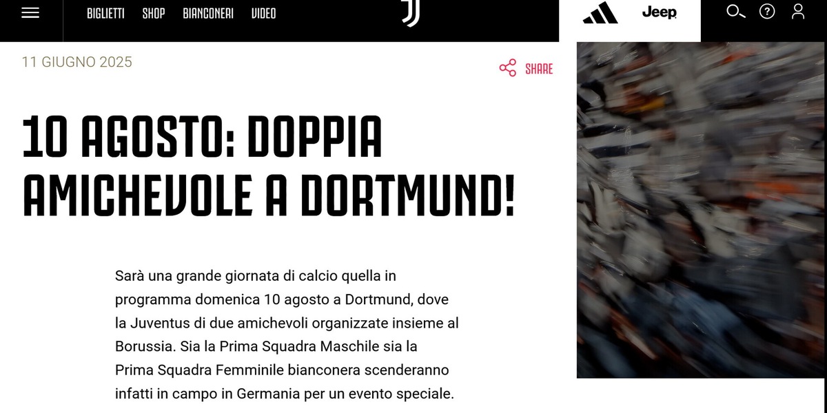 Juve e Women, ad agosto doppia amichevole col Borussia Dortmund
