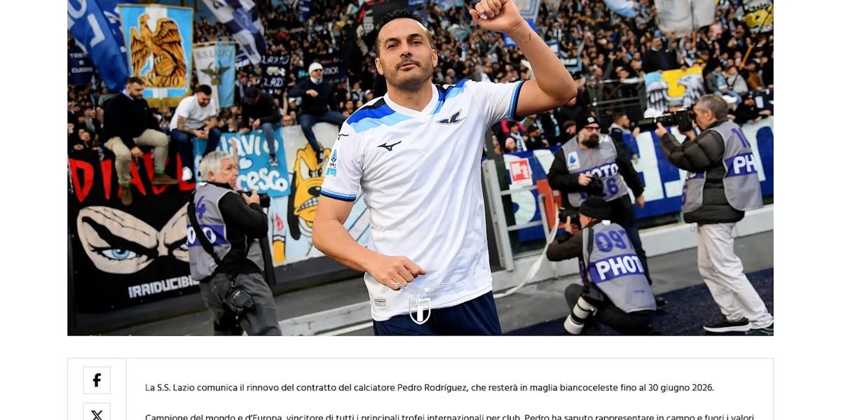 Lazio, ufficiale: Pedro ha rinnovato fino al 2026