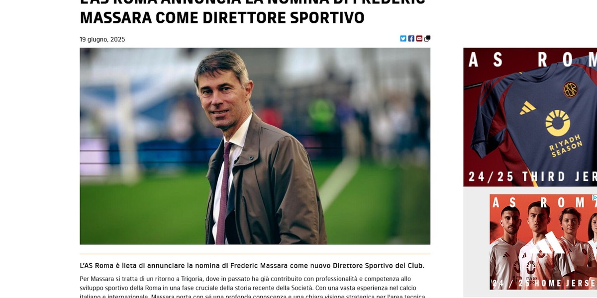 Roma, ufficiale: Massara nuovo direttore sportivo