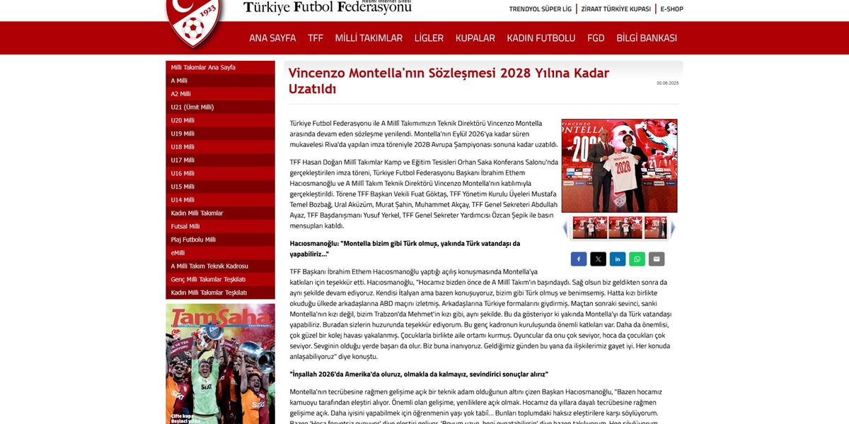 Ufficiale: Montella rinnova con la Turchia fino al 2028