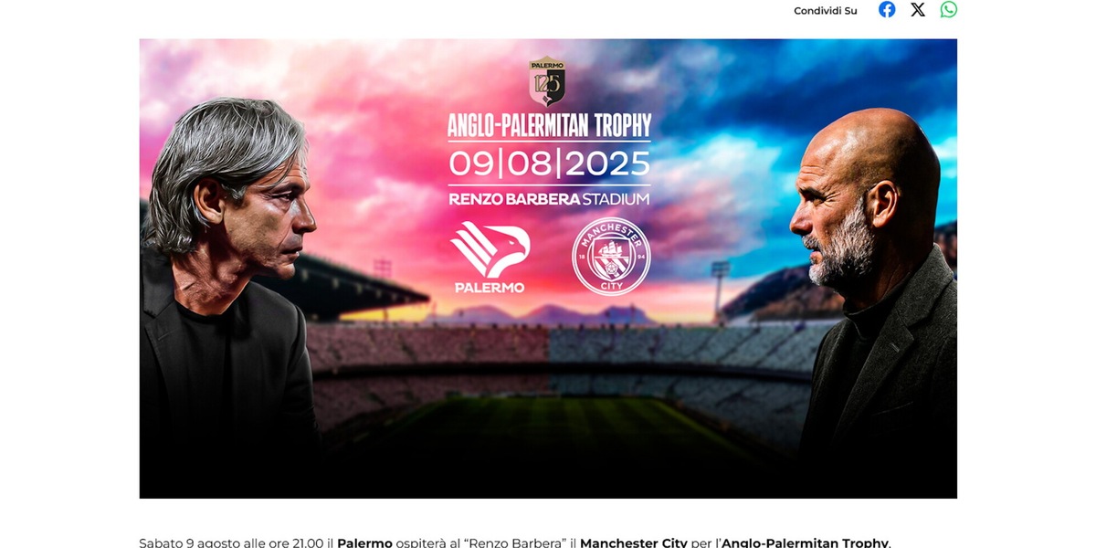 Amichevole: Palermo-Manchester City il 9 agosto al "Barbera"
