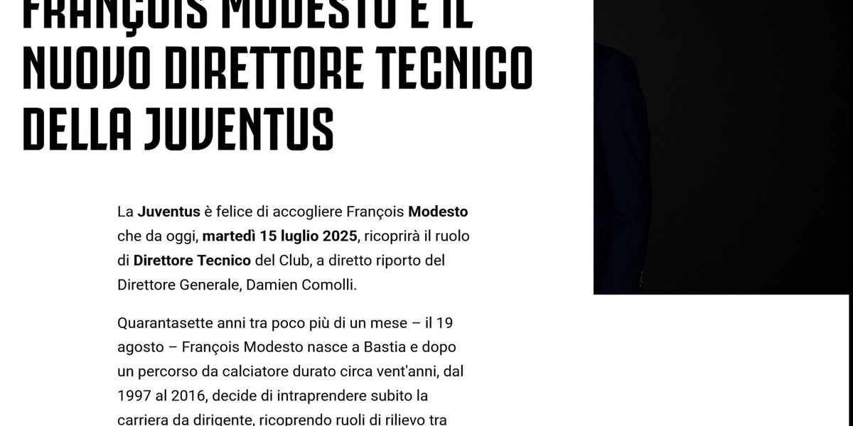 Ufficiale, Juve: Modesto nuovo direttore tecnico