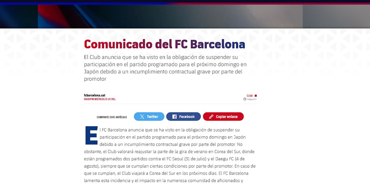 Barcellona, niente tournee asiatica?