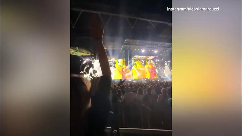 Alessia Marcuzzi scatenata al concerto degli Oasis