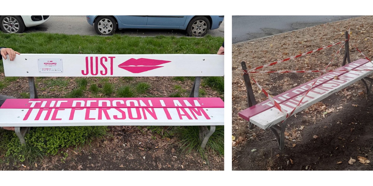 Vandalizzata a Torino la panchina “Just The Person I Am”