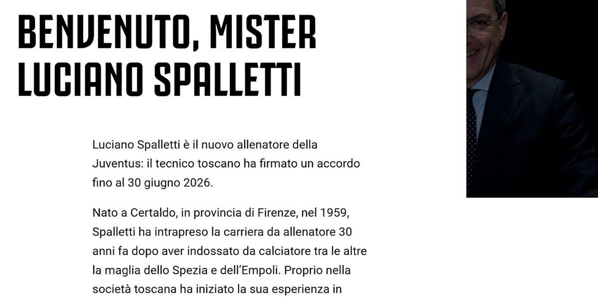 Juventus, ecco l'ufficialità: Luciano Spalletti è il nuovo allenatore