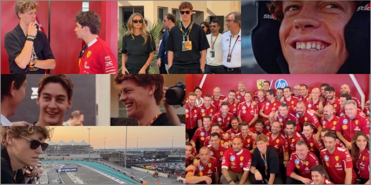 Sinner, c'è Laila ma gli occhi a cuore sono per la F1: giro in pista e scatti con la Ferrari