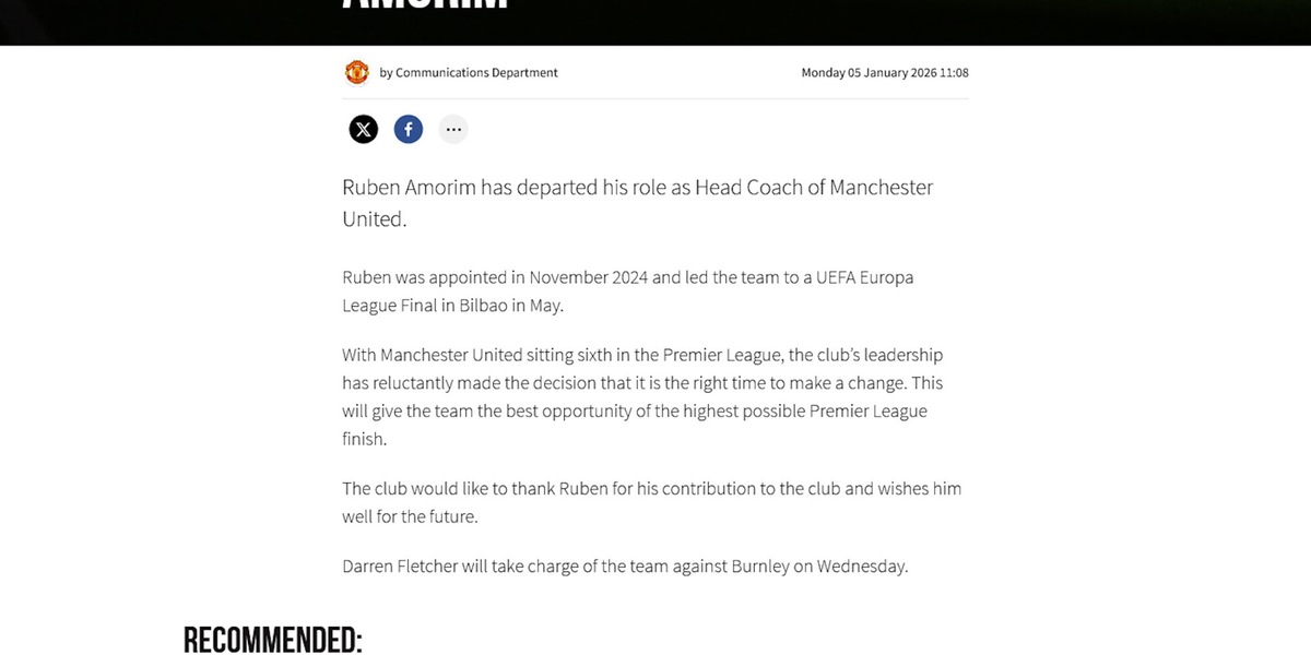Ufficiale, Manchester United: esonerato Amorim