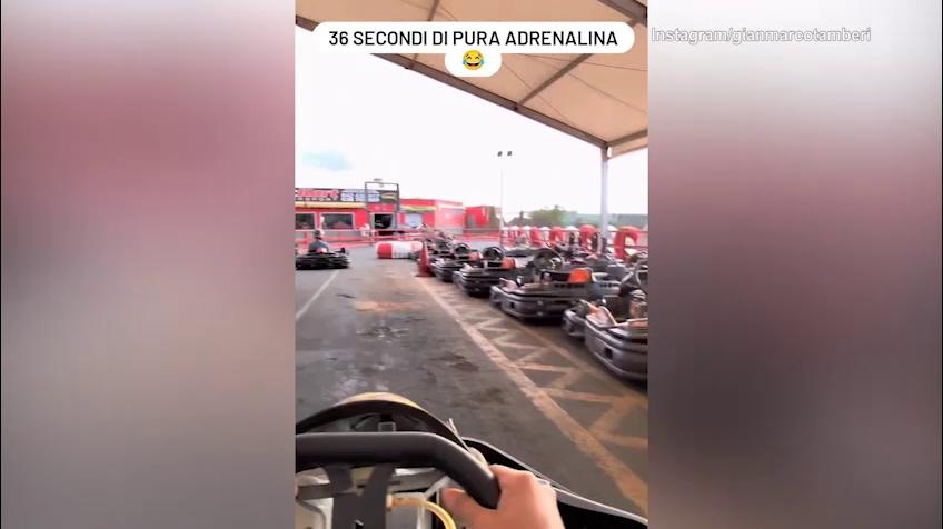 Tamberi scatenato sul go-kart, ma poi...