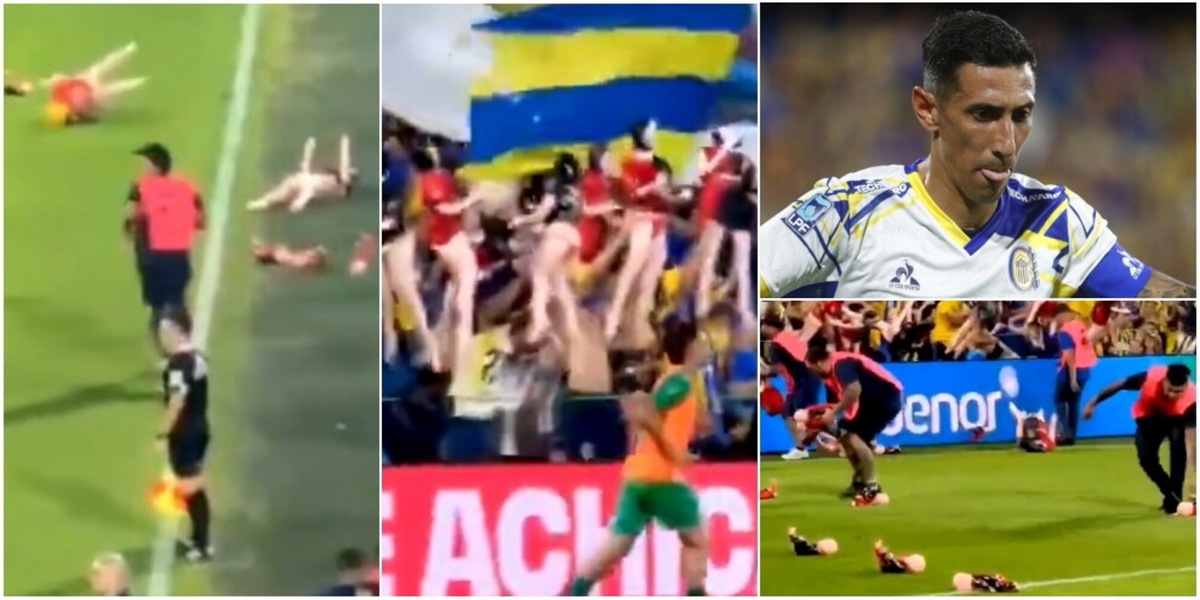 Bambole gonfiabili in campo e gesti osceni sugli spalti: caos in Argentina