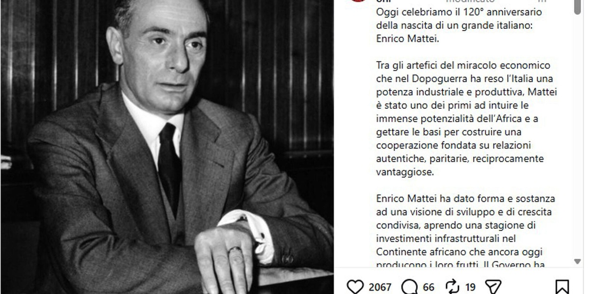 Meloni, Mattei ispirazione quotidiana nostro impegno, continueramo a farne tesoro