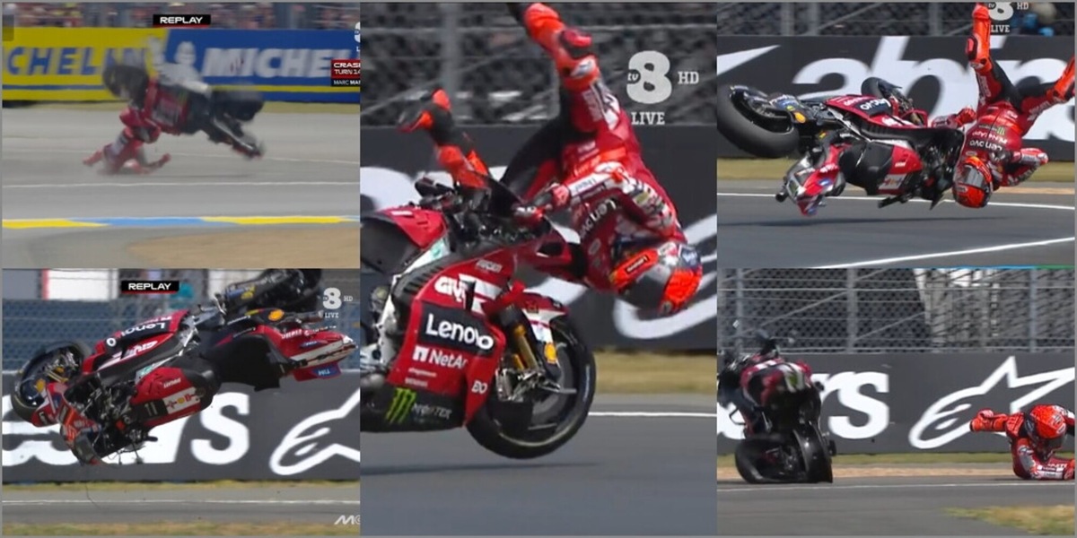 Marquez, che volo a Le Mans! Caduta spaventosa e moto demolita: le condizioni