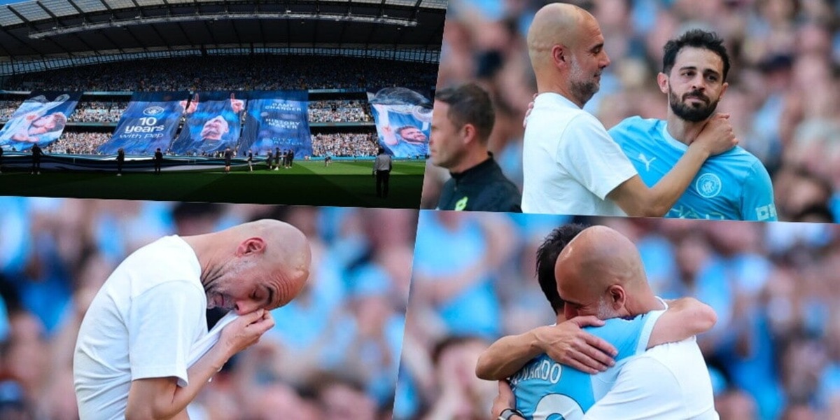 Guardiola e l’ultima con il City: l’emozionante coreografia. Poi in lacrime dopo il cambio di Bernardo Silva