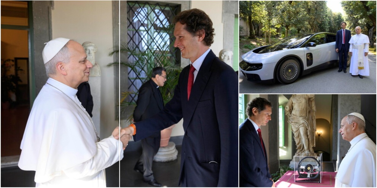 Ferrari Luce, Elkann la presenta a Papa Leone: "Grande emozione e immenso onore". Poi l'omaggio