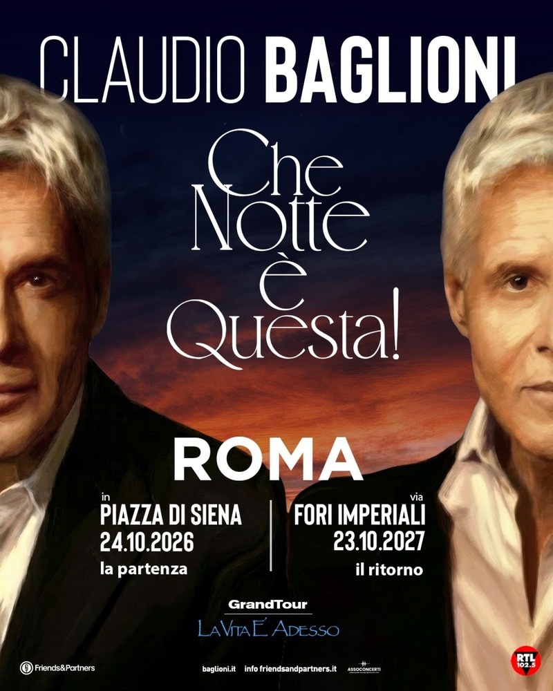 Claudio Baglioni, il 24 ottobre a Piazza di Siena e un anno dopo ai Fori Imperiali