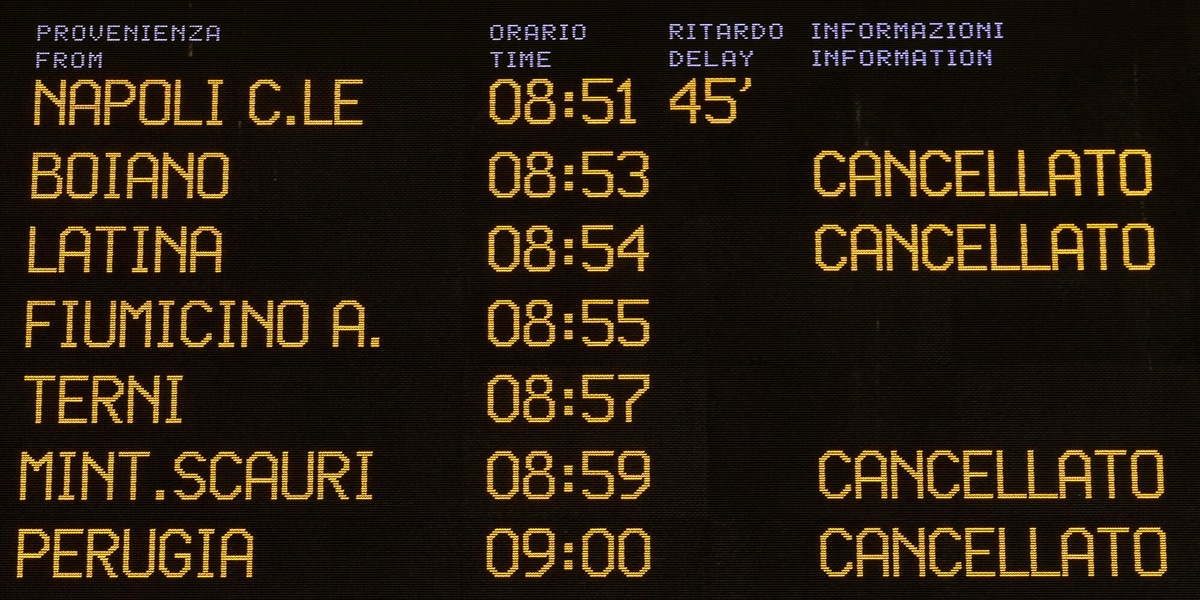 Multa da 1,75 milioni a Rfi per il caos treni a Termini dovuto al 'chiodo'