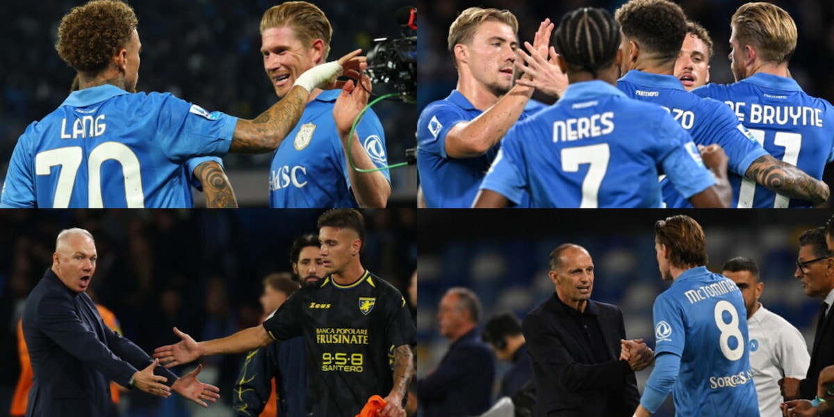 De Bruyne show, si sblocca Lang: tris Napoli al Frosinone e Allegri ritrova McTominay