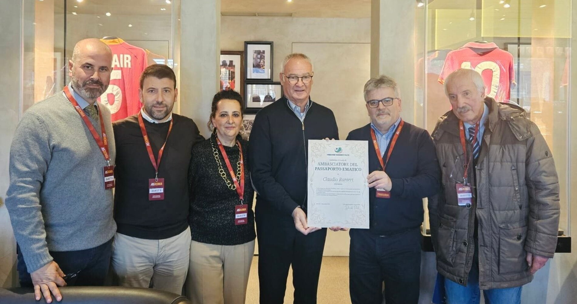 La Fondazione Polito a Trigoria: Ranieri ambasciatore nel mondo del Passaporto Ematico