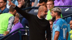 Lite Guardiola-Aguero dopo il cambio, poi fanno pace