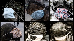 Coronavirus in Germania: le statue con le mascherine
