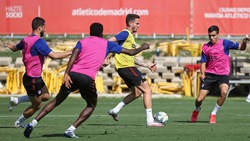 L'Atletico Madrid si allena per il finale della Liga
