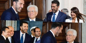 Buffon e Ilaria D’Amico al Quirinale, Mattarella premia Gigi come ambasciatore Airc