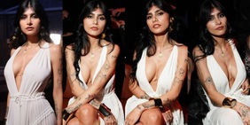 Mia Khalifa, trasparenze e scollatura mozzafiato alla Milano Fashion Week