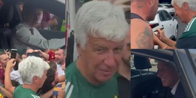 Gasperini, primo giorno di Roma con Massara: autografi e foto con i tifosi a Trigoria