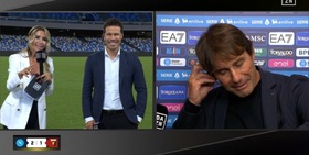 Conte su Juve-Milan: "Se posso...". E poi guarda l'orologio in diretta tv: "È 0-0 ancora?"