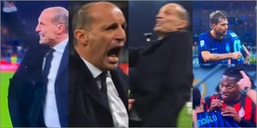 Allegri show in Inter-Milan: "Barella fa l'attore. Fischia li mort...". Acerbi a Leao: "Ti stacco il dito"