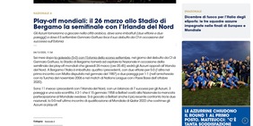 Ufficiale: Playoff Mondiale 2026, Italia-Irlanda del Nord a Bergamo il 26 marzo
