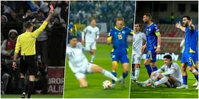 Il fallo di Bastoni che lascia l'Italia in 10 contro la Bosnia