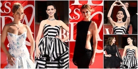 Il Diavolo veste...bianconero prima di Milan-Juve: da Anne Hathaway a Chiara Ferragni, tutti i look