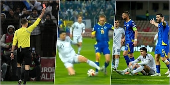 Il fallo di Bastoni che lascia l'Italia in 10 contro la Bosnia