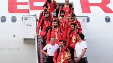 L'arrivo a Madrid della Spagna campione del mondo