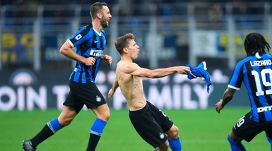 L’Inter batte 2-1 il Verona e vola in testa: magia di Barella