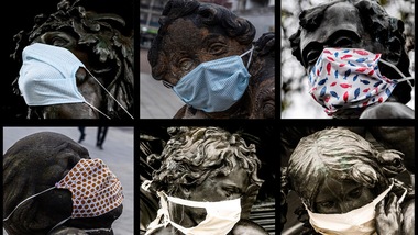 Coronavirus in Germania: le statue con le mascherine