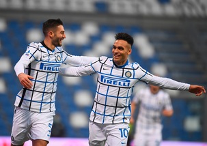 Sassuolo-Inter 0-3: Conte aggancia De Zerbi al secondo posto